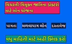 વિચરતી-વિમુક્ત જાતિના ડોક્ટરો માટે લોન  યોજના